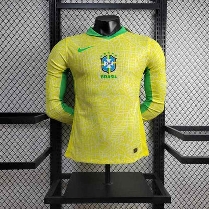 Camisola Brasil Principal 24/25 Versão Jogador Manga Longa