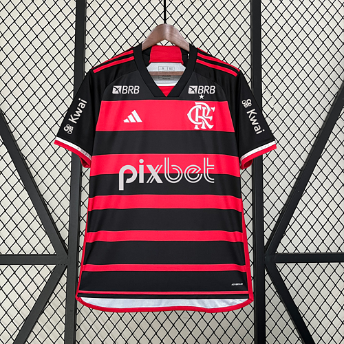 Camisola Flamengo Principal 24/25 Versão Adepto - Todos os sponsers