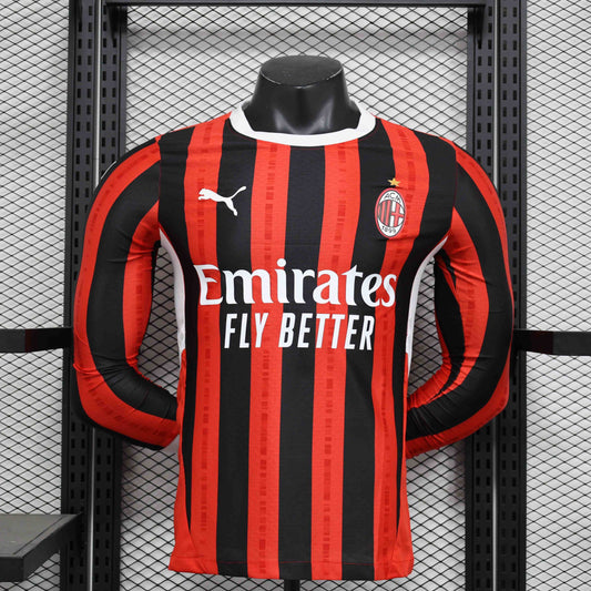 Camisola AC Milan Principal 24/25 Versão Jogador Manga Longa