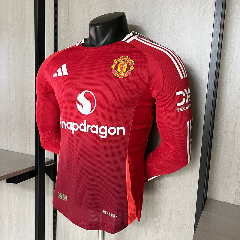 Camisola Manchester United Principal 24/25 Versão Jogador Manga Longa