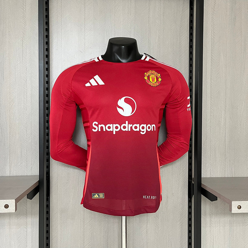 Camisola Manchester United Principal 24/25 Versão Jogador Manga Longa